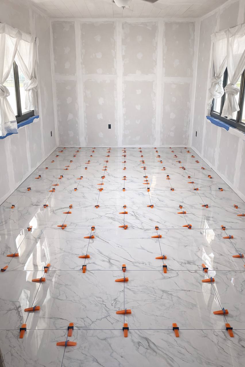 Tile floor installation